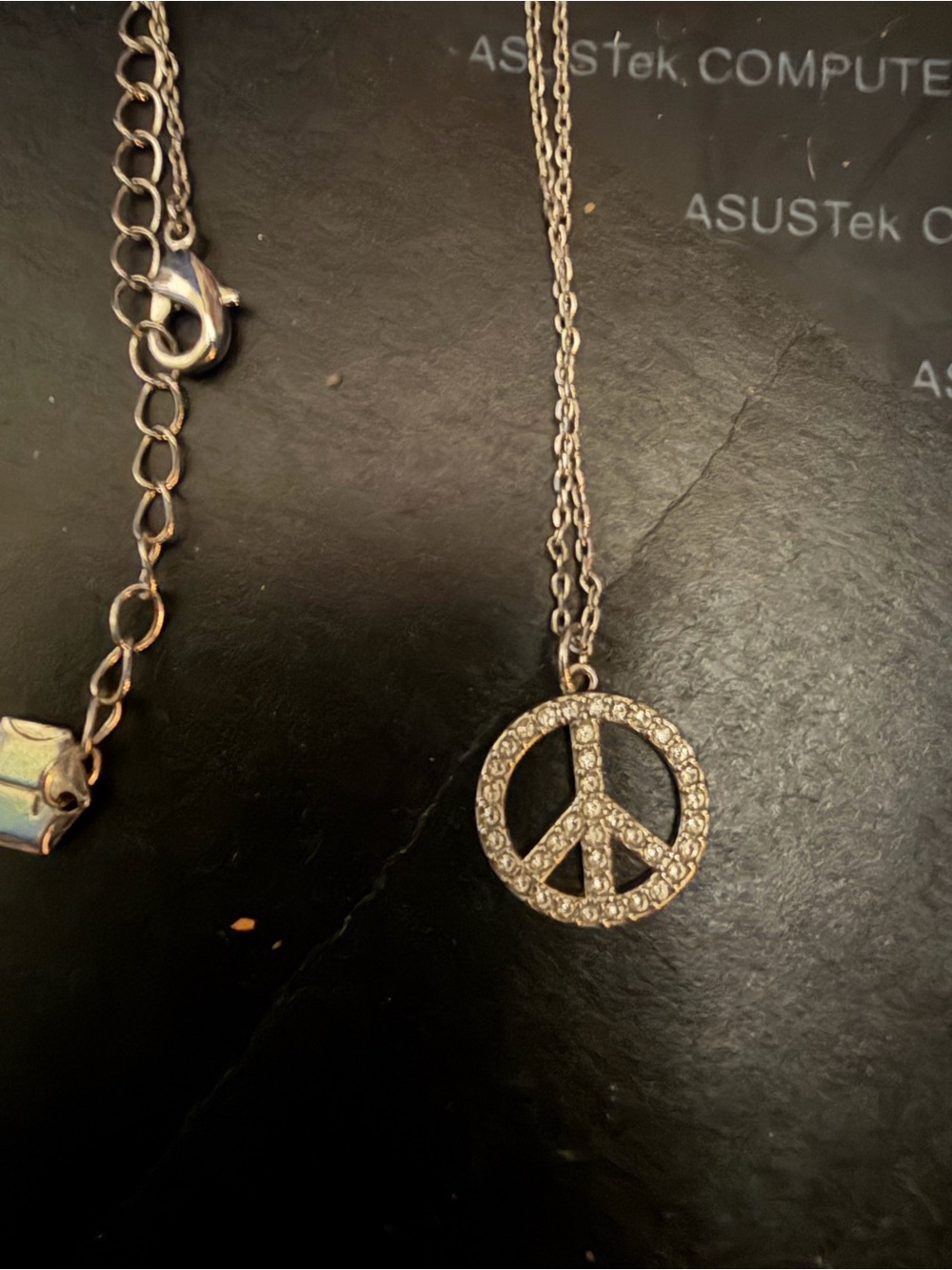 Touchstone Crystal Silver Make Peace Necklace (retired)